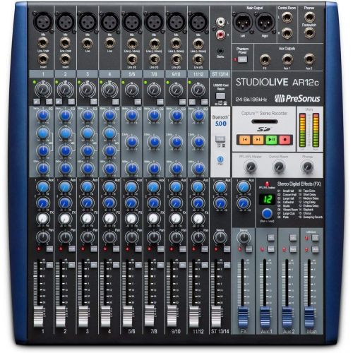  PreSonus StudioLive AR12c 14-Channel USB-C Hybrid Digital/Analog Performance Mixer, Unpowered