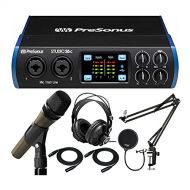 PreSonus Studio 26c USB Audio Interface Bundle with XLR Cables, Knox Headphones, Microphone, Boom Arm, and Pop Filter (7 Items)