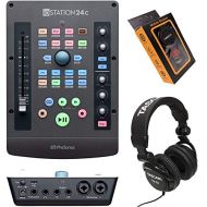 PreSonus ioSTATION 24c 2x2 USB-C Audio Interface and Production Controller 2-in/2-Out USB-C Interface with 2 Xmax Preamp, 100mm Motorized Fader with Gravity Phone Holder and Pro He