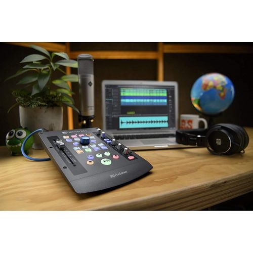  PreSonus ioSTATION 24c 2x2 USB-C Audio Interface and Production Controller 2-in/2-Out USB-C Interface with 2 XMAX Preamp, 100mm Motorized Fader with Gravity Phone Holder and Blueto