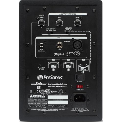  [아마존베스트]PreSonus Eris E5 Active Studio Monitor Pair Set 70W Boxes with Absorber Plates for Acoustic Decoupling Black