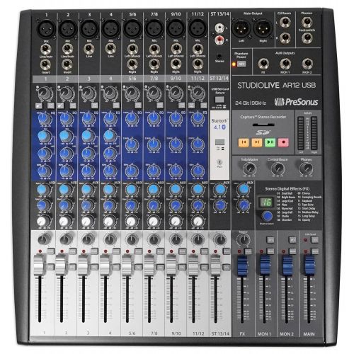 PreSonus Presonus StudioLive AR12 14-Ch USB Live SoundRecording Mixer+2 Studio Monitors