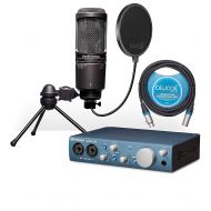 Audio-Technica AT2020 Cardioid Condenser Microphone Bundled With PreSonus AudioBox iTwo - 2x2 USB Recording System, Studio One Recording Software, Blucoil Pop Filter, AND 10 XLR Ca