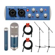 PreSonus AudioBox 96 USB 2.0 Audio Recording Interface with MXL 550551 Microphone Ensemble Kit (Blue), Microphone Stand (2-Pcs) & 20 XLR Cable (2-Pcs) Bundle