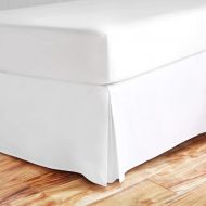 Precious Idhyah Linen Hotel Luxury White Color (King Size) Bed Skirt 400-Thread-Count Egyptian Cotton, Split Corner Tailored Bed Skirt with 20 Inch Drop/Fall Length { Pattern : Solid }