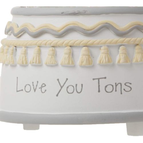  Precious Moments Resin/Glass Love You Tons Elephant Musical Snow Globe, Gray Chevron