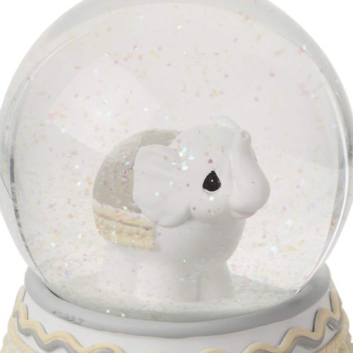  Precious Moments Resin/Glass Love You Tons Elephant Musical Snow Globe, Gray Chevron