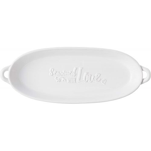  Bountiful Blessings by Precious Moments 189903 Seasoned with Love Oval Serving Tray, 15in x 5.75in, White/Cream: Kitchen & Dining