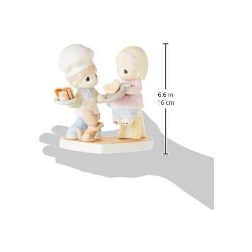  Precious Moments You Make My Heart Flip Couple Baking Pancakes With Dog Bisque Porcelain Figurine 171034