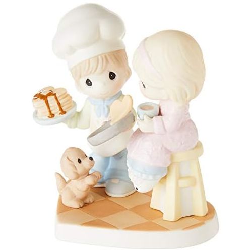  Precious Moments You Make My Heart Flip Couple Baking Pancakes With Dog Bisque Porcelain Figurine 171034