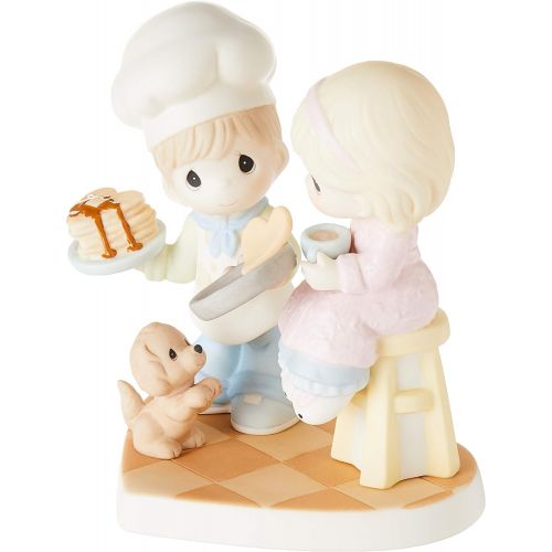  Precious Moments You Make My Heart Flip Couple Baking Pancakes With Dog Bisque Porcelain Figurine 171034