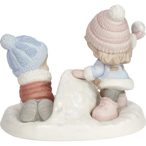  Precious Moments Much Fun Boy and Girl Playing in The Snow Figurine, Multicolor