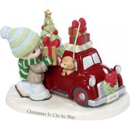 Precious Moments Christmas is On Its Way Red Truck Figurine, Multicolor