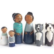 PreciousPegs Custom Family 6(2 Adults+4 kidspets)  Peg Dolls  Peg Doll  Wooden dolls for Dollhouse  Custom Family  Quiet time toys  custom gift