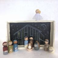 PreciousPegs Wooden Nativity Set Small Wooden Peg Dolls / Nativity Scene / wood nativity set / church quiet toy/ Christmas Nativity Scene Christmas Gift