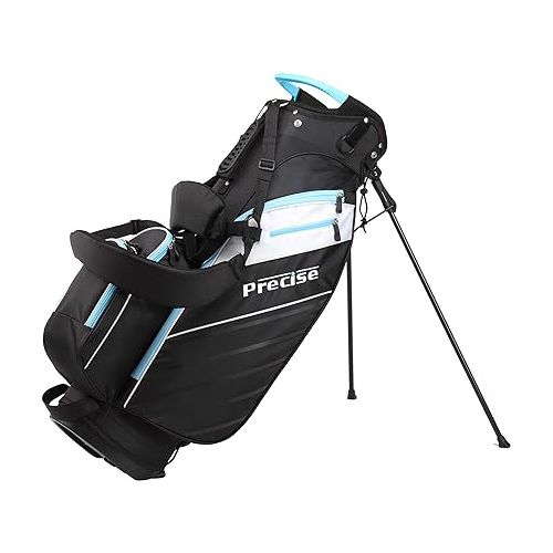  Precise AMG Right-Handed Complete Golf Clubs Set for Petite & Regular Height Women: 460cc Driver, 21° Hybrid, 3 Wood, 6-PW Stainless Irons, Putter, Stand Bag, 3 H/C's | Choose Your Color & Size