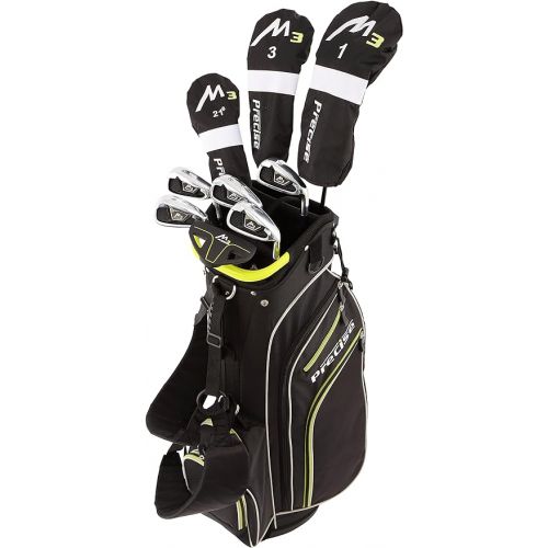  Precise M3 Men's Right-Handed Complete Golf Club Set | Package Includes: 460CC Driver, 3 Wood, 21* Hybrid, 6-9 Irons, Pitching Wedge, Putter, Deluxe Stand Bag, 3 Headcovers | Select Your Size & Color