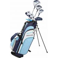 Precise M3 Petite Women's Right Handed Golf Club Set Includes 12* Driver, 3 Wood, 21* Hybrid, 7-9 Cavity Back Irons, Pitching Wedge, Putter, Deluxe Stand Bag & 3 Headcovers, Stylish Lite Blue