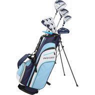 Precise M3 Petite Women's Right Handed Golf Club Set Includes 12* Driver, 3 Wood, 21* Hybrid, 6-9 Cavity Back Irons, Pitching Wedge, Putter, Deluxe Stand Bag & 3 Headcovers, Stylish Lite Blue