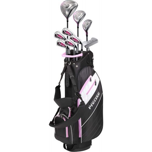  [아마존베스트]Precise AMG Ladies Womens Complete Golf Clubs Set Includes Driver, Fairway, Hybrid, 6-PW Irons, Putter, Stand Bag, 3 H/Cs - Choose Color and Size!