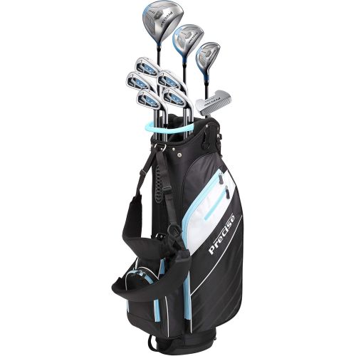  Precise AMG Ladies Womens Complete Golf Clubs Set Includes Driver, Fairway, Hybrid, 6-PW Irons, Putter, Stand Bag, 3 H/Cs - Choose Color and Size!