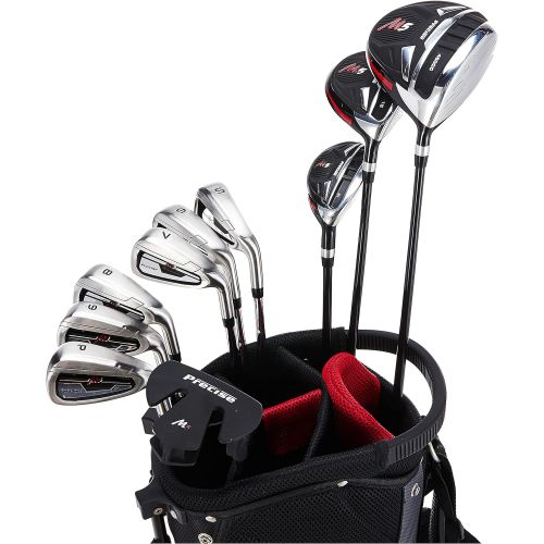  Precise M5 Mens Complete Golf Clubs Package Set Includes Titanium Driver, S.S. Fairway, S.S. Hybrid, S.S. 5-PW Irons, Putter, Stand Bag, 3 H/Cs