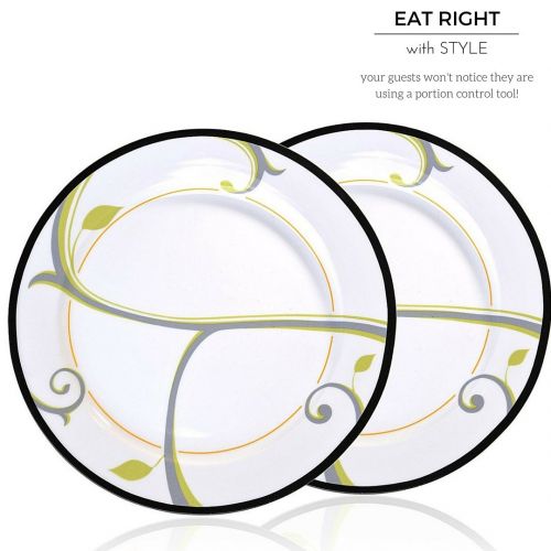  Portion Control Plates Kit from Precise Portions - Lunch & Dinner - Meal Plan Eating Guide to Eat the Right Amount of Food - Kids & Adults - 2 Dishes - Healthy Lifestyle Dinnerware