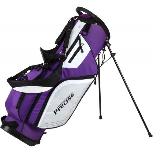  PreciseGolf Co. Precise M5 Ladies Womens Complete Right Handed Golf Clubs Set Includes Titanium Driver, S.S. Fairway, S.S. Hybrid, S.S. 5-PW Irons, Putter, Stand Bag, 3 H/Cs Purple