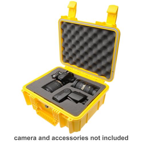  Precision Design PD-WPC Waterproof Hard Case with Custom Foam - Large (Yellow) with LED Video Light + Cleaning Kit