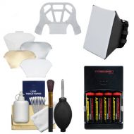 Precision Design Essentials Bundle for Nikon SB-500, SB-700, SB-910 & SB-5000 AF Speedlight Flashes with BatteriesCharger + Soft Box + Bounce Diffuser + Cleaning Kit