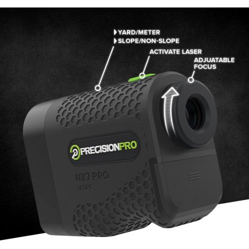  Precision Pro NX7 Golf Rangefinder with Slope, Laser Golf Range Finder, 600 Yard Range, Flag Lock with Pulse Vibration, 6X Magnification, Case, Lifetime Battery Replacement