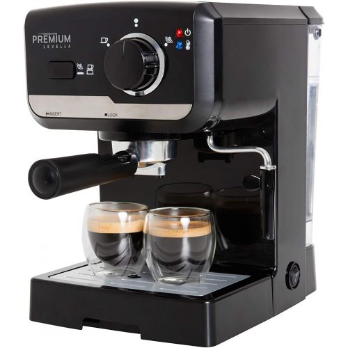  15 Bar Espresso Machine, Premium Lavella, Espresso and Cappuccino Maker with Stainless Steel Milk Frother, PEM1505B, Black