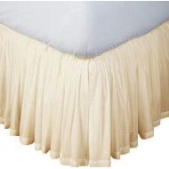 Premium RAINBOWLINEN Stylish Ivory Solid Egyptian Cotton Split Corner Gather Ruffle Bed Skirt 750 Thread Count King (78 x 80) Size 28 INCH Drop Length