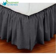 Premium Sleep-Nest Hotel Quality 600 TC Natural Cotton King Size 1-Pcs Split Corner Dust Ruffle Bed Skirt 19 Inch Drop Length Easy Fit, Wrinkle & Fade Resistant, Dark Gray Striped