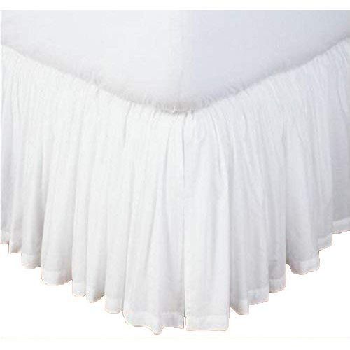  Premium RAINBOWLINEN Stylish White Solid Egyptian Cotton Split Corner Gather Ruffle Bed Skirt 750 Thread Count Queen (60 x 80) Size 22 INCH Drop Length