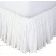 Premium RAINBOWLINEN Stylish White Solid Egyptian Cotton Split Corner Gather Ruffle Bed Skirt 750 Thread Count Queen (60 x 80) Size 14 INCH Drop Length