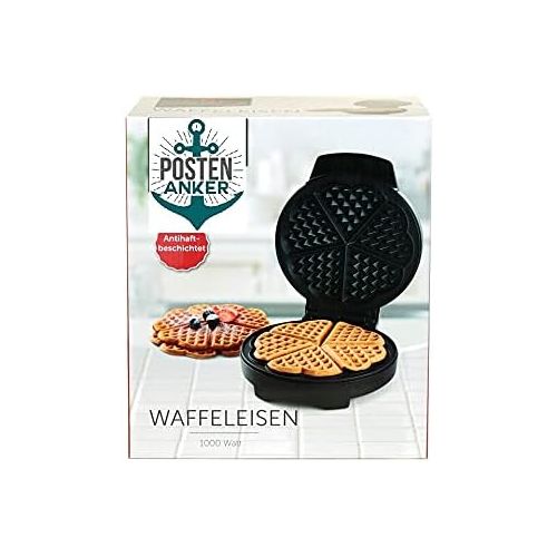  [아마존베스트]Premium Kitchen Waffle iron with non-stick coating, for heart waffles, stainless steel decoration, heart waffle iron, 1000 watts, waffle maker