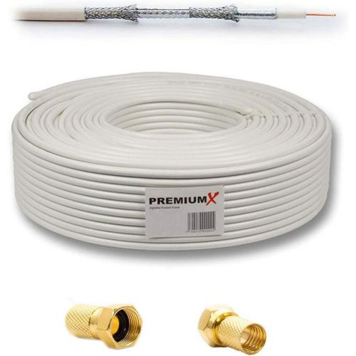  [아마존베스트]-Service-Informationen PremiumX HD Digital Satellite System 80 cm Steel Satellite Antenna Choice of Colours + Quad LNB 4 Receiver 50 m Sat Coaxial Cable 130 dB 4 Way + 8 F-Connectors