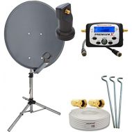 [아마존베스트]-Service-Informationen PremiumX 60 cm camping satellite system in anthracite with single LNB + satellite finder + tripod + 10 m coaxial cable