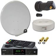 [아마존베스트]-Service-Informationen PremiumX Digital HD Satellite System 60 cm Bowl with Single LNB 10 m Antenna Cable F-Connector FullHD TV Satellite Receiver HDMI Cable