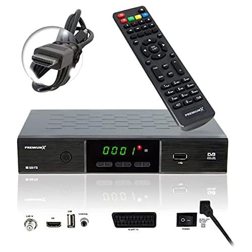  [아마존베스트]-Service-Informationen PremiumX Digital HD Satellite System 60 cm Bowl with Single LNB 10 m Antenna Cable F-Connector FullHD TV Satellite Receiver HDMI Cable