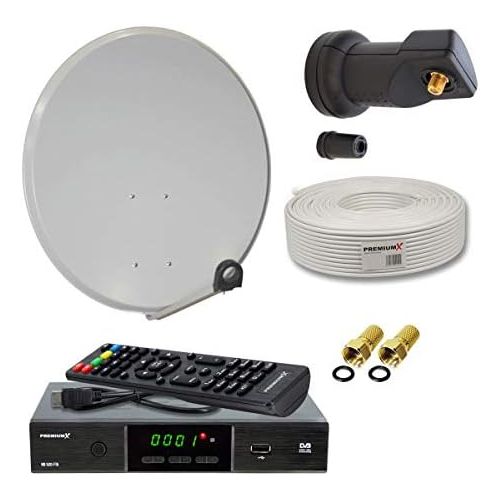  [아마존베스트]-Service-Informationen PremiumX Digital HD Satellite System 60 cm Bowl with Single LNB 10 m Antenna Cable F-Connector FullHD TV Satellite Receiver HDMI Cable