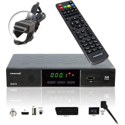  [아마존베스트]-Service-Informationen PremiumX Digital HD Satellite System 60 cm Bowl with Single LNB 10 m Antenna Cable F-Connector FullHD TV Satellite Receiver HDMI Cable
