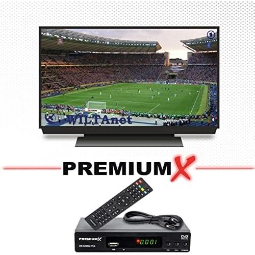  [아마존베스트]-Service-Informationen PremiumX Camping Satellite System Set 45 cm Antenna Anthracite Single LNB Tripod Cable HDTV Satellite Receiver