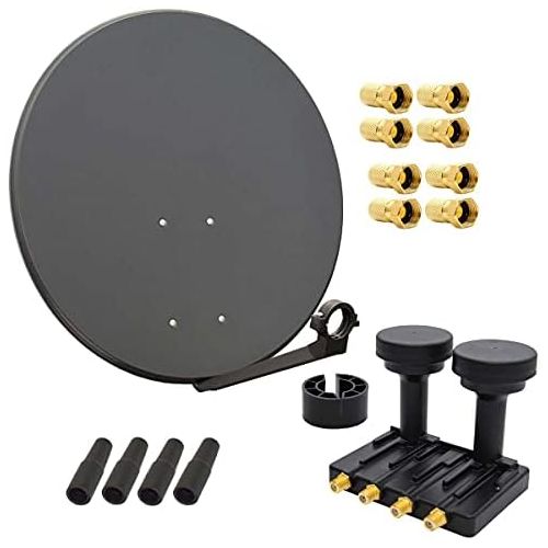  [아마존베스트]-Service-Informationen PremiumX HD Satellite PXS 80Steel Bowl Black For Astra And Hotbird 80cm Grey Plus PremiumX PXMB 6Q Quad Monoblock LNB 0.1dB Full HD 3D TV for 4Users plus 4Gold-Plated F-C