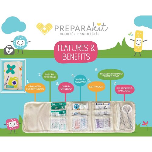  [아마존베스트]PreparaKit Travel and Baby First Aid Kit - Mom First Aid Kits! Mini Compact Kit with 50 Essentials for...