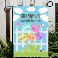 PreppyPinkies Personalized Garden or House Flag - Any Title - Gigis Nanas Favorite - Mamaw Mothers Day Gift, Grandma, Custom Any Message Flowers