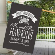 /PreppyPinkies Personalized Just Married, Garden or House Flag, Single or Double Side, Custom Any Message, Wedding Sign, Newlywed Wedding Shower Gift
