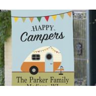 PreppyPinkies Personalized Camper Flag, Any Message Garden or House Flag, Happy Campers, Home is Where you Park it, Campsite decor
