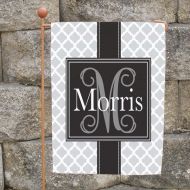 /PreppyPinkies Personalized Monogram Garden or House Flag Family Name Custom Quatrefoil Lattice Design Any Color Gift